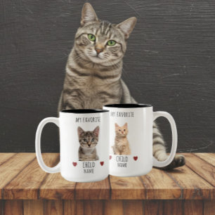 Funny My Favorite Child 2 Photo Custom Cat Name Two-Tone Coffee Mug