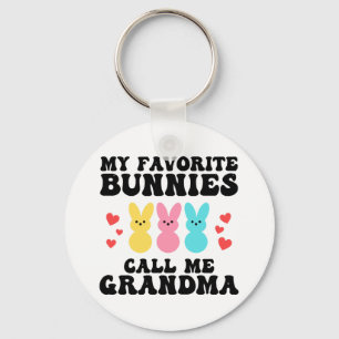 Funny My Favourite Bunnies Call Me Grandma Mother Keychain