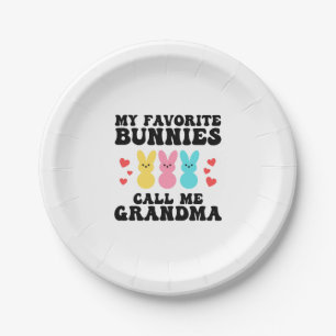 Funny My Favourite Bunnies Call Me Grandma Mother Paper Plate