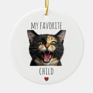 Funny My Favourite Child 2 Photo Custom Cat Ceramic Ornament