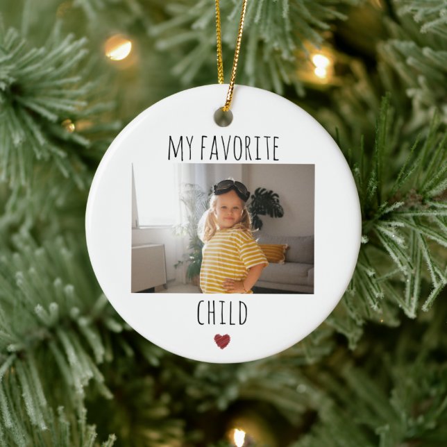 Funny My Favourite Child 2 Photo Custom Ceramic Ornament (Tree)