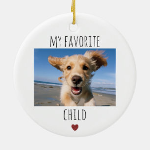 Funny My Favourite Child 2 Photo Custom Dog Ceramic Ornament