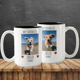 Funny My Favourite Child 2 Photo Custom Dog Name Two-Tone Coffee Mug