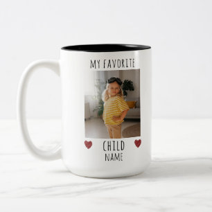 Funny My Favourite Child 2 Photo & Name Custom Two-Tone Coffee Mug