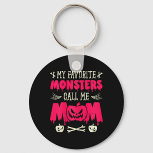 Funny My Favourite Monsters Call Me Mom Halloween  Keychain