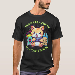 Funny My Favourite Things Gamer Cat Boba & The 80s T-Shirt