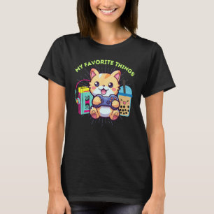 Funny My Favourite Things Gamer Cat Boba & The 80s T-Shirt