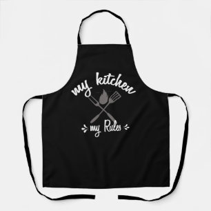 Funny My Kitchen My Rules Aprons For Women Men