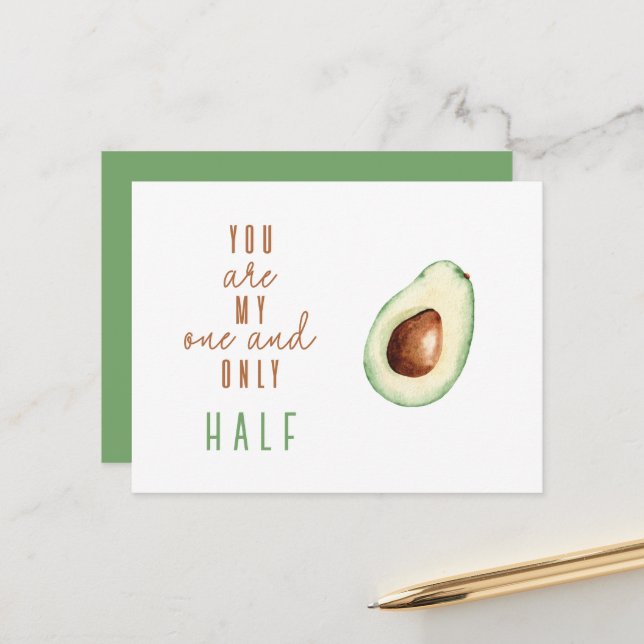 Funny My Other Half Avocado Valentines Day Note Ca Postcard (Front/Back In Situ)
