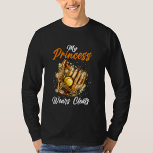 Funny My Princess Wears Cleats Softball Player Mom T-Shirt