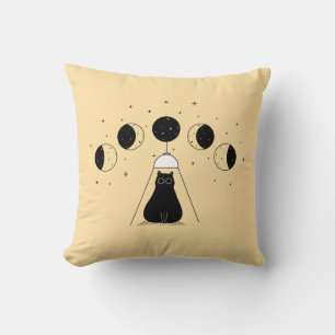 Funny Mystic Cat Phases Throw Pillow