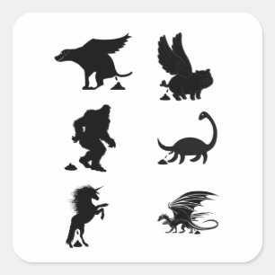 Funny Mythical Creatures Pooping Square Sticker