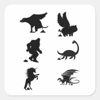Funny Mythical Creatures Pooping Square Sticker