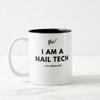 Funny Nail Tech Black and White Cute Two-Tone Coffee Mug
