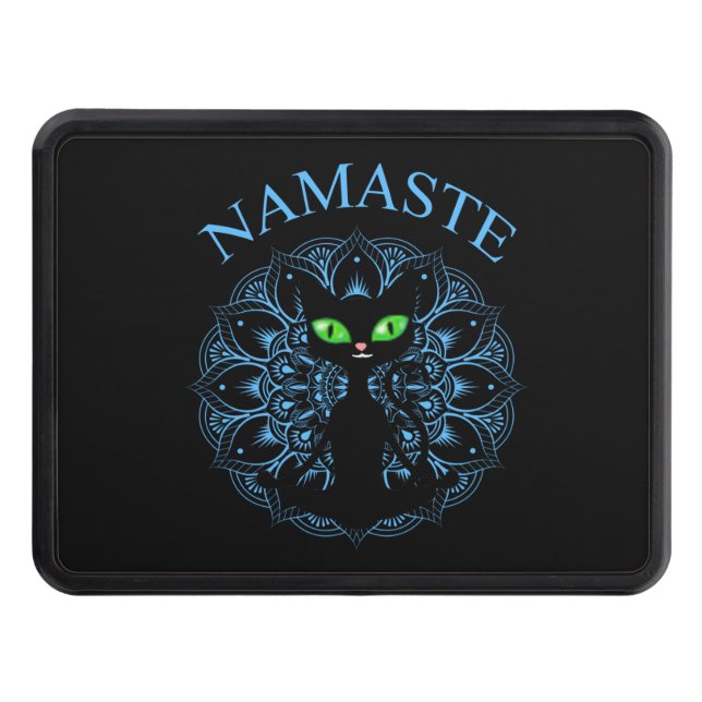 Funny Namaste Cat Yoga Blue Mandala Trailer Hitch Cover (Front)