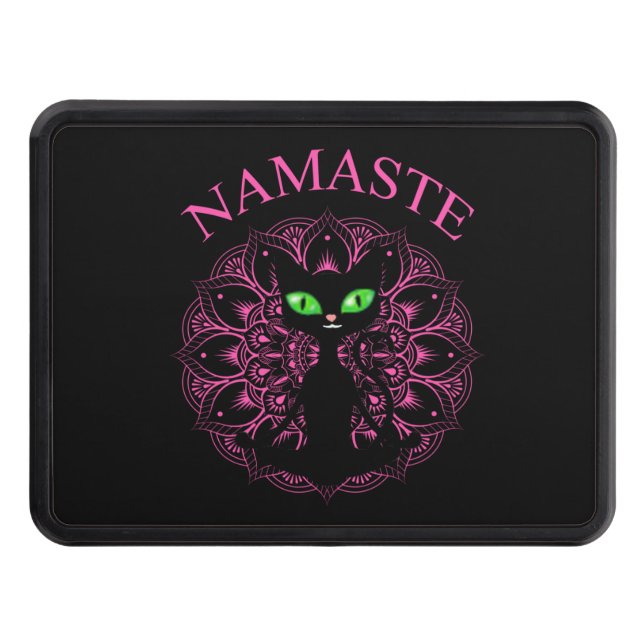 Funny Namaste Cat Yoga Pink Mandala Trailer Hitch Cover (Front)