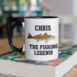 Funny Name Fishing Legend Redfish Sports Mug<br><div class="desc">"Add a Name" The Fishing Legend. A great gift for the redfish angler in your life who is skilled at catching the giant lunkers. This mug makes a great birthday,  Christmas,  Anniversary gift.</div>