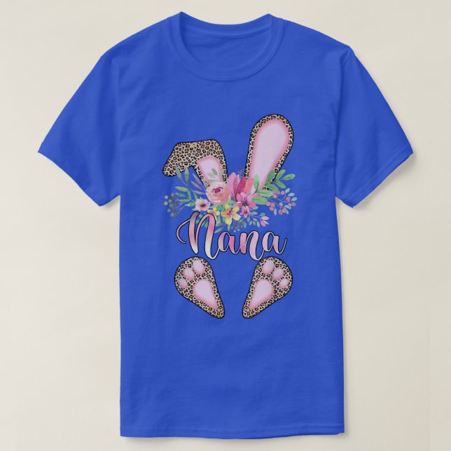 Funny Nana Leopard Rabbit Bunny Family Happy Easte T-Shirt (Design Front)