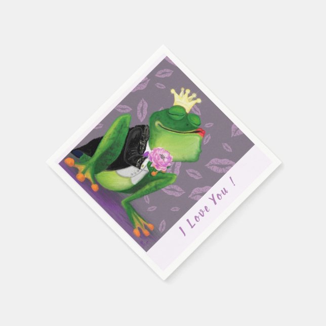 Funny Napkins with Frog Prince - Custom Text (Corner)