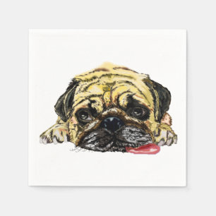 Funny Napkinswith Pug Dog - Customizable Napkin