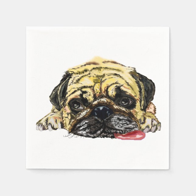 Funny Napkinswith Pug Dog - Customizable Napkin (Front)