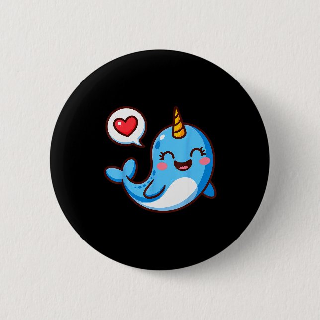 Funny Narwhal Art For Men Women Kids Narwhal Lover 2 Inch Round Button (Front)