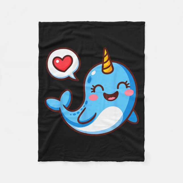 Funny Narwhal Art For Men Women Kids Narwhal Lover Fleece Blanket (Front)