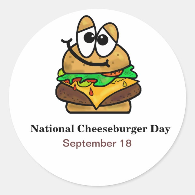 Funny National Cheeseburger Day Stickers /Name Tag (Front)