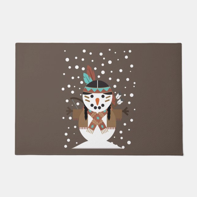 Funny Native American christmas tree decorations Doormat (Front)
