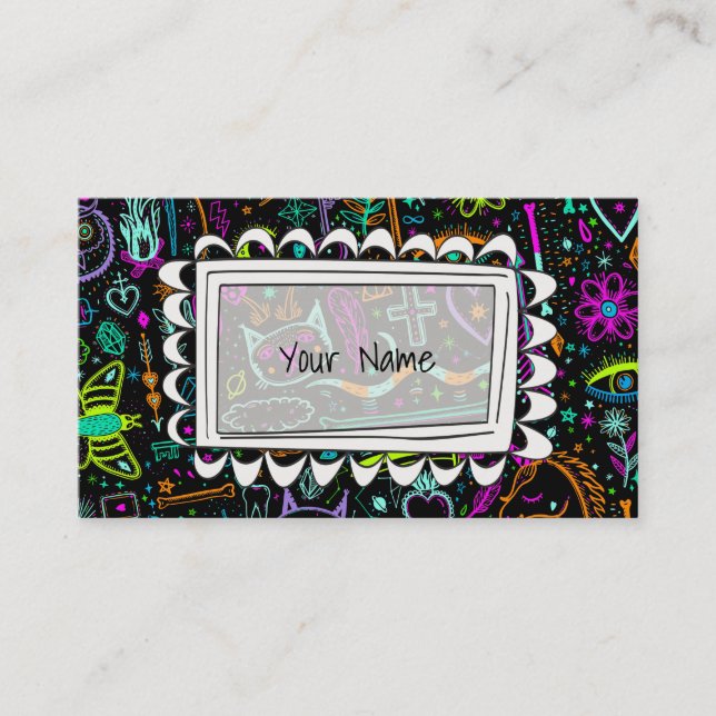 Funny Nature Of Life Sketchnotes Pattern 3 Business Card (Front)