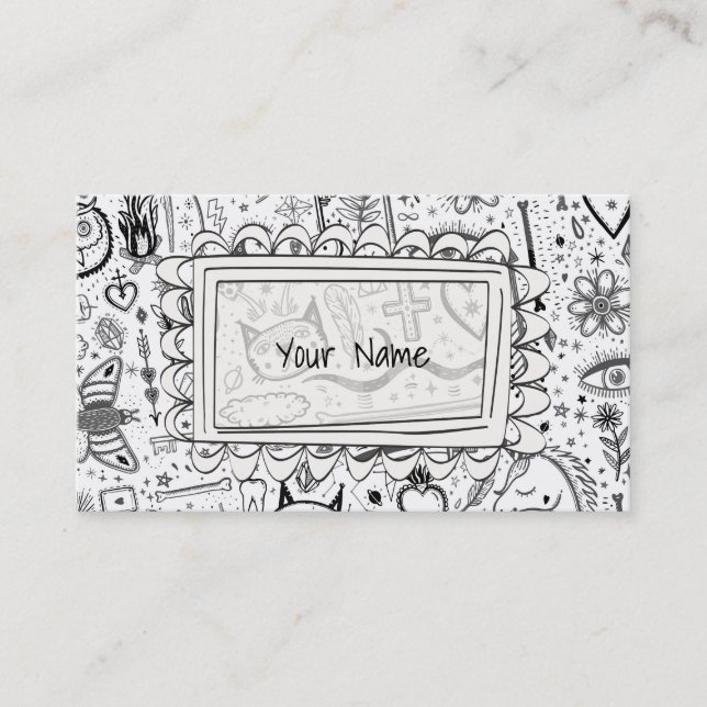 Funny Nature Of Life Sketchnotes Pattern 5 Business Card (Front)