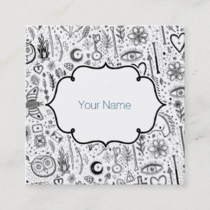 Funny Nature Of Life Sketchnotes Pattern 5 Square Business Card