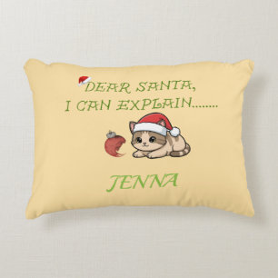 Funny Naughty Cat Christmas Accent Pillow