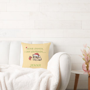 Funny Naughty Cat Christmas Throw Pillow