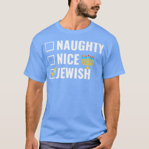 Funny Naughty Nice Jewish Happy Hanukkah Matching  T-Shirt