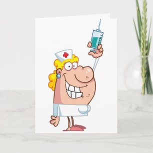 Funny naughty nurse cartoon personalized card