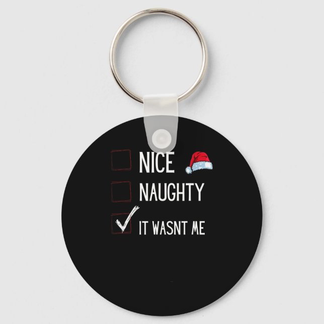 Funny Naughty Or Nice Christmas List Santa Claus E Keychain (Front)