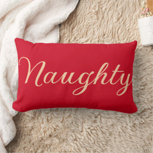 Funny Naughty (or Nice) Word Holidays Red Waist Lumbar Pillow