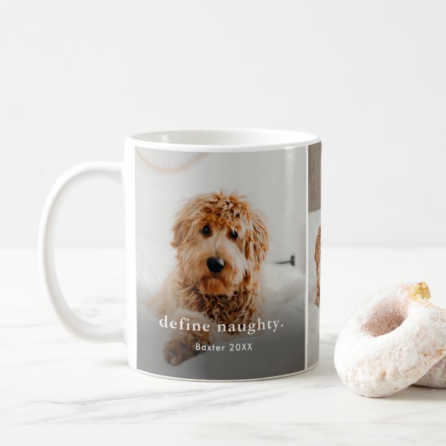 Funny Naughty Pet 3 Photo Christmas Holiday Coffee Mug (With Donut)
