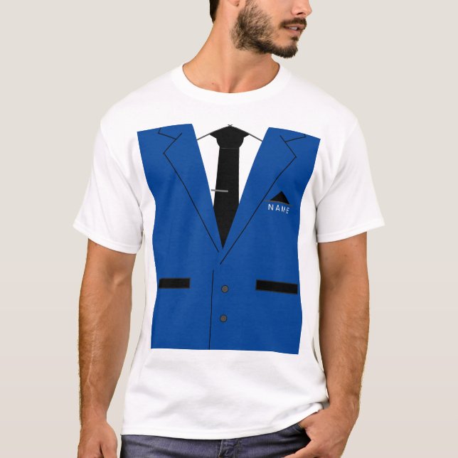 Funny Necktie T-Shirt with Suit Custom Name Text (Front)