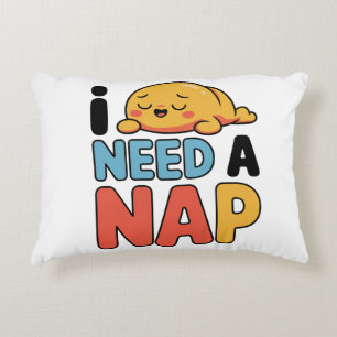 Funny Need A Nap Cute Sleepy Cartoon Accent Pillow