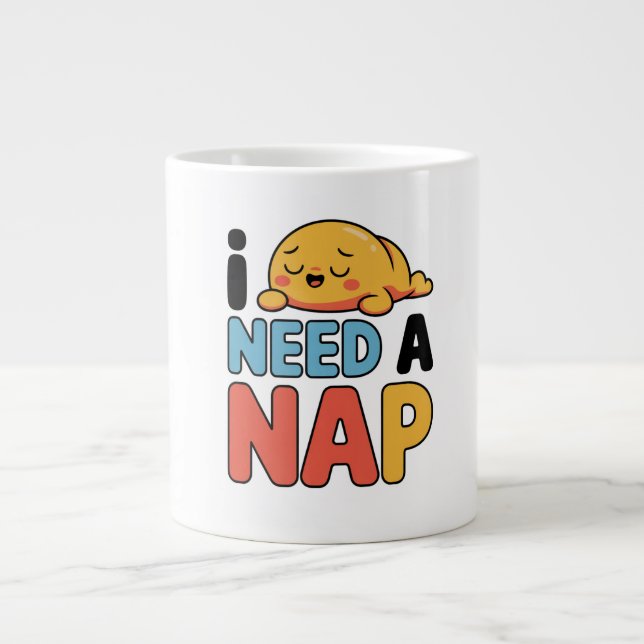 Funny Need A Nap Cute Sleepy Cartoon Large Coffee Mug (Front)