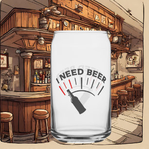 Funny need beer word art can glass