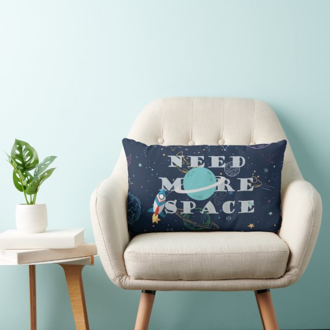 Funny Need More Space Quote Galaxy Theme Lumbar Pillow (Chair)