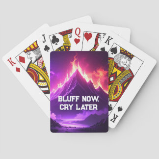 Funny Neon Bluff Now, Cry Later Playing Cards