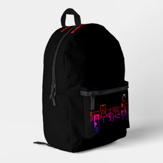 Funny Neon Gradient Cats Personalized Black Printed Backpack