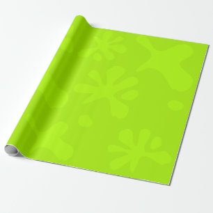 Funny neon green slime paint splash playful kids wrapping paper