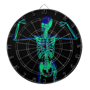 Funny Neon Turquoise Black Skeleton Halloween Dartboard