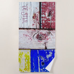 Funny Neoplasticism wooden art style customizable Beach Towel