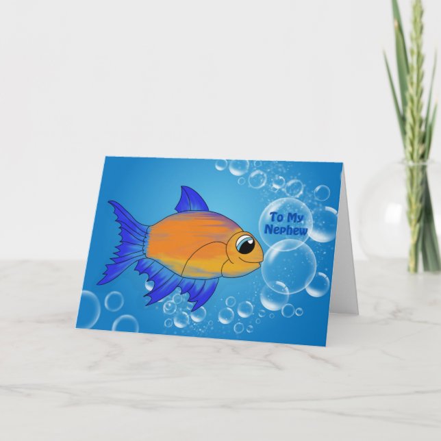 Funny Nephew Blue Birthday Card (Front)